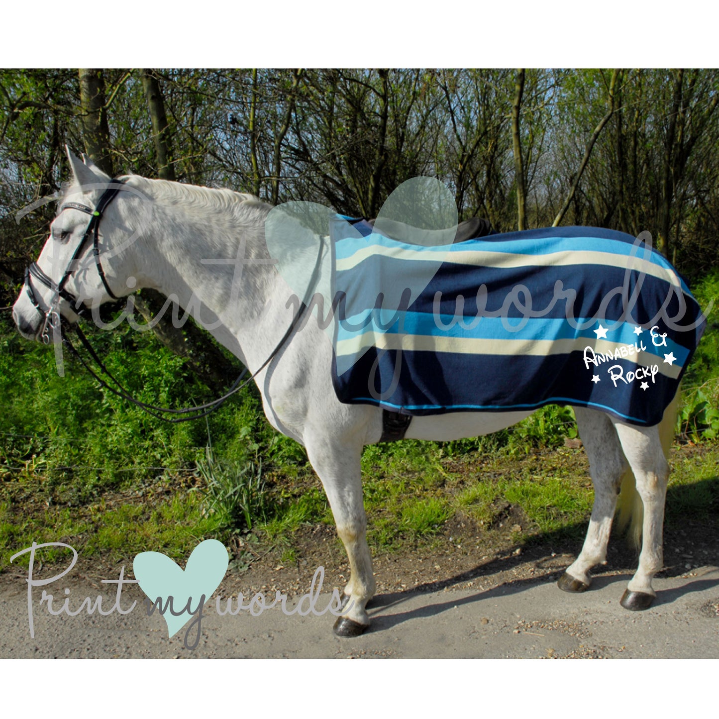 Personalised Ride On Striped Fleece Rug - Magical Style