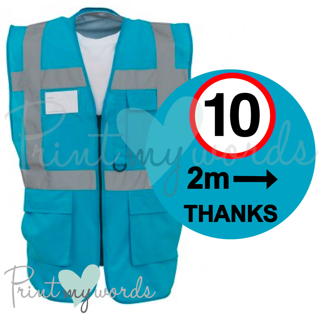 High Visibility Hi Vis Equestrian Reflective Vest Tabard Waistcoat 10MPH, 2M, THANKS hi-viz