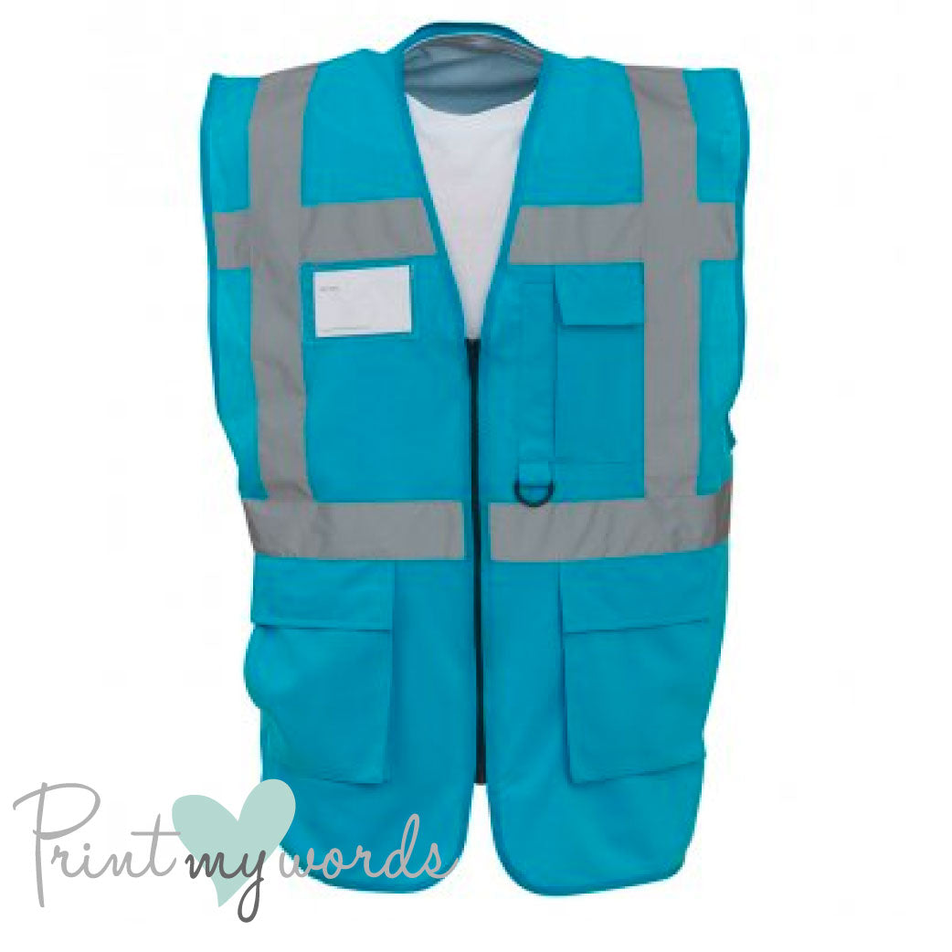 Official PW&S High Visibility Hi Vis Equestrian Reflective Zip-Up Waistcoat CAMERA, 10mph, PLEASE PASS WIDE & SLOW