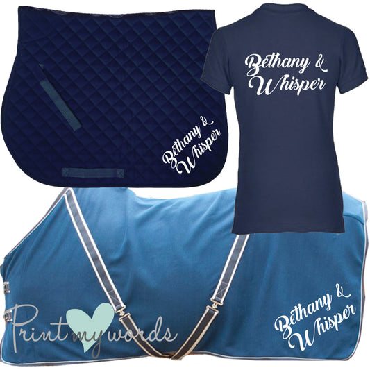 'Kitty' Ladies Personalised Matching Equestrian Set - Script Design