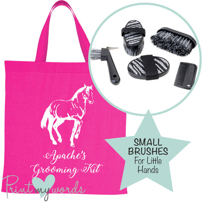 Children's Personalised Glitter Horse Grooming Kit with Tote Bag