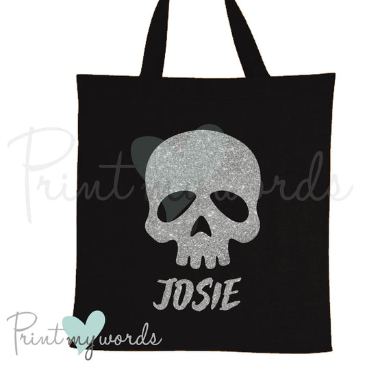Personalised Trick Or Treat Halloween Cotton Tote Bag - Skull