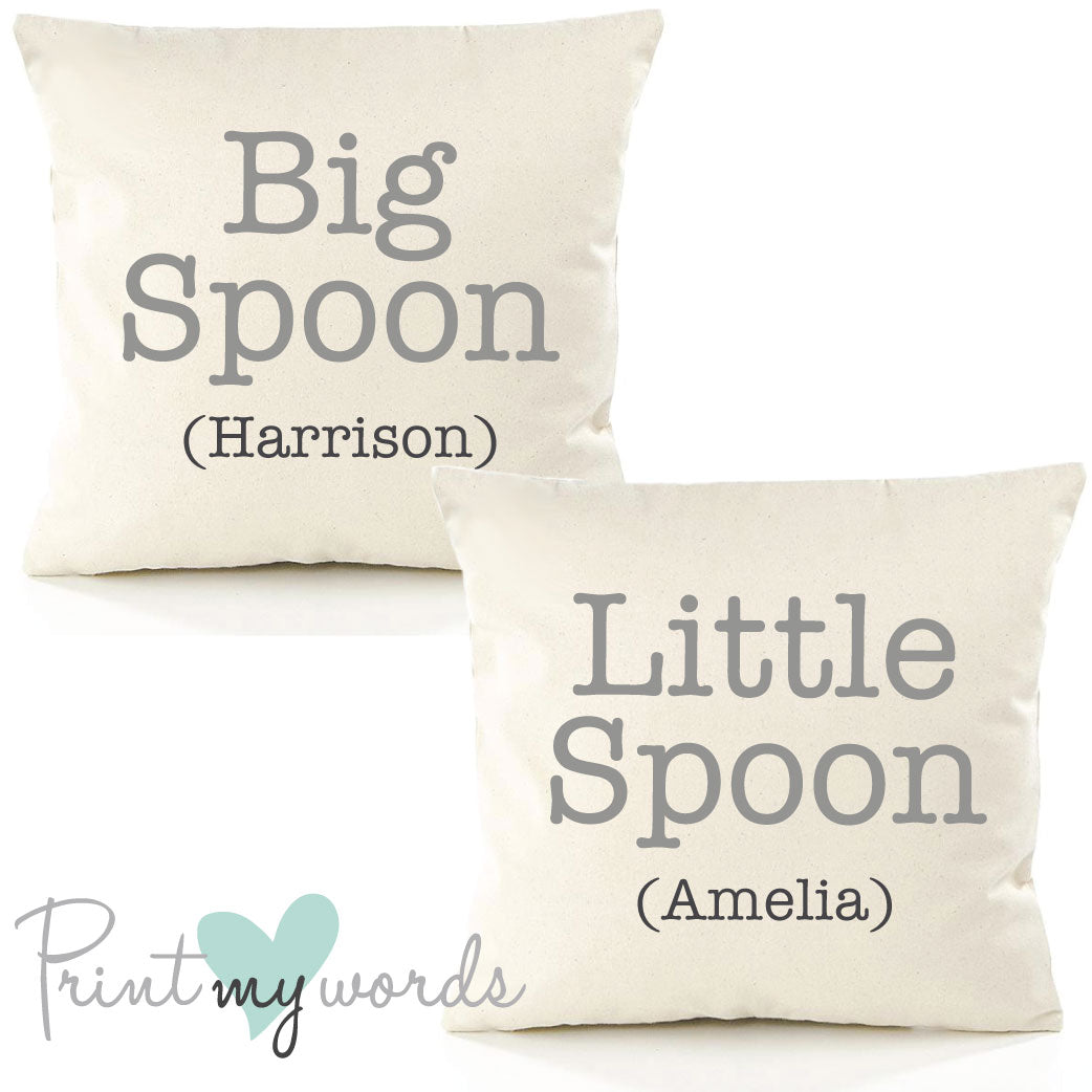 Big Spoon, Little Spoon Personalised Valentine's Anniversary Cushion Covers