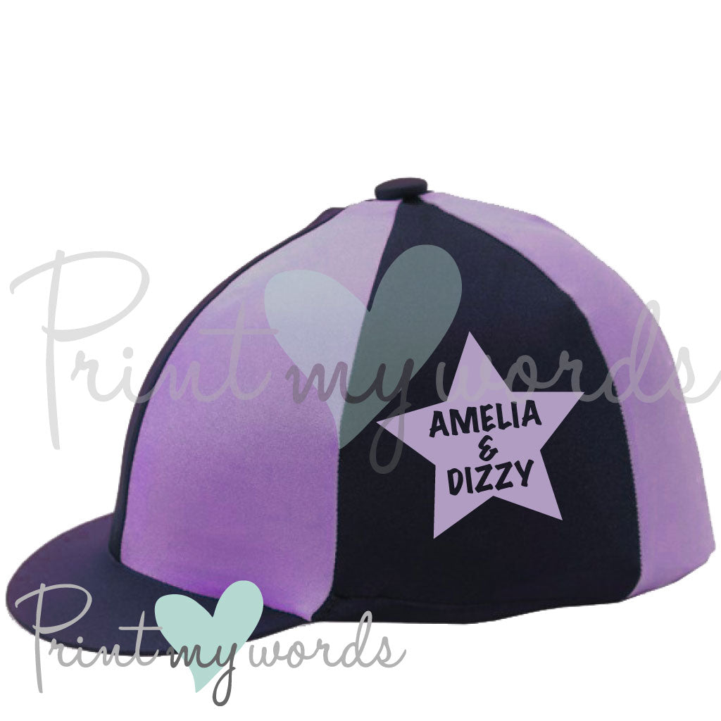 Personalised XC Cross Country Equestrian Hat Silk Cover - Star Design