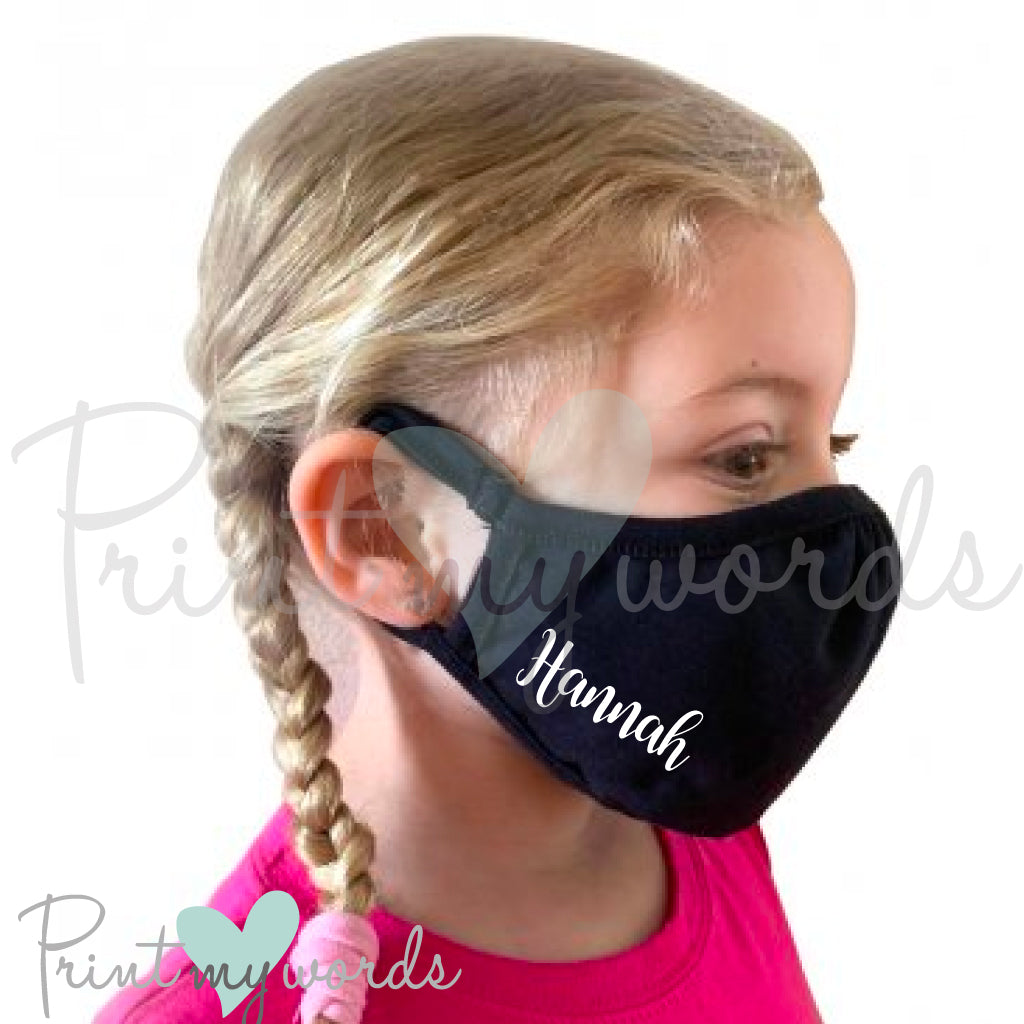 Children's Personalised Reusable Face Mask Eco Friendly - Swirl Name