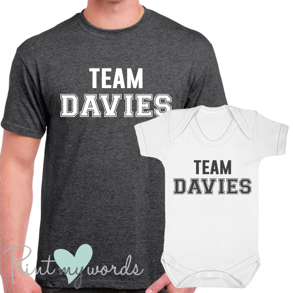 'Team Surname' Matching Father & Baby T-Shirt Set
