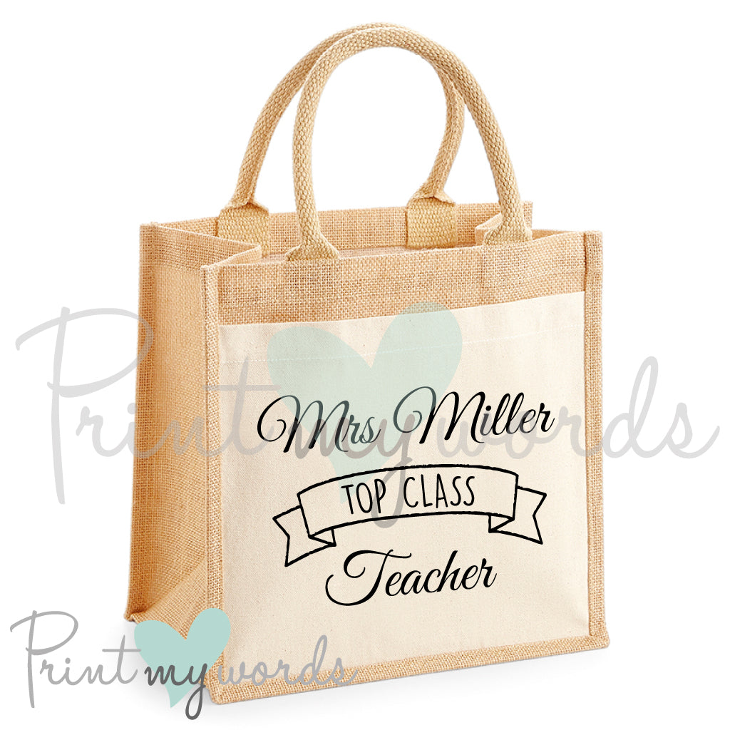 Personalised Top Class Teacher Tote Bag