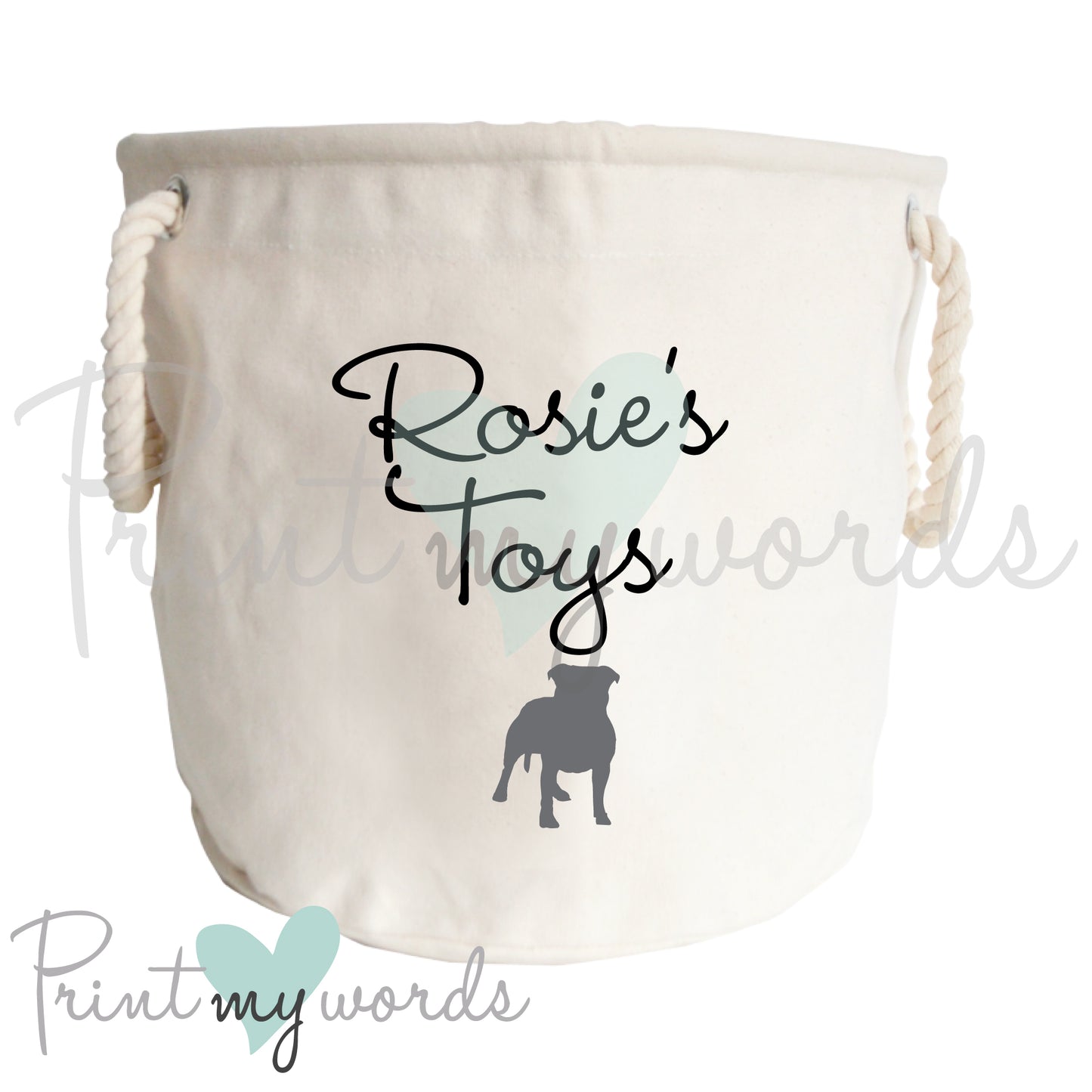Personalised Pet Toy Storage Trug Staffordshire Bull Terrier