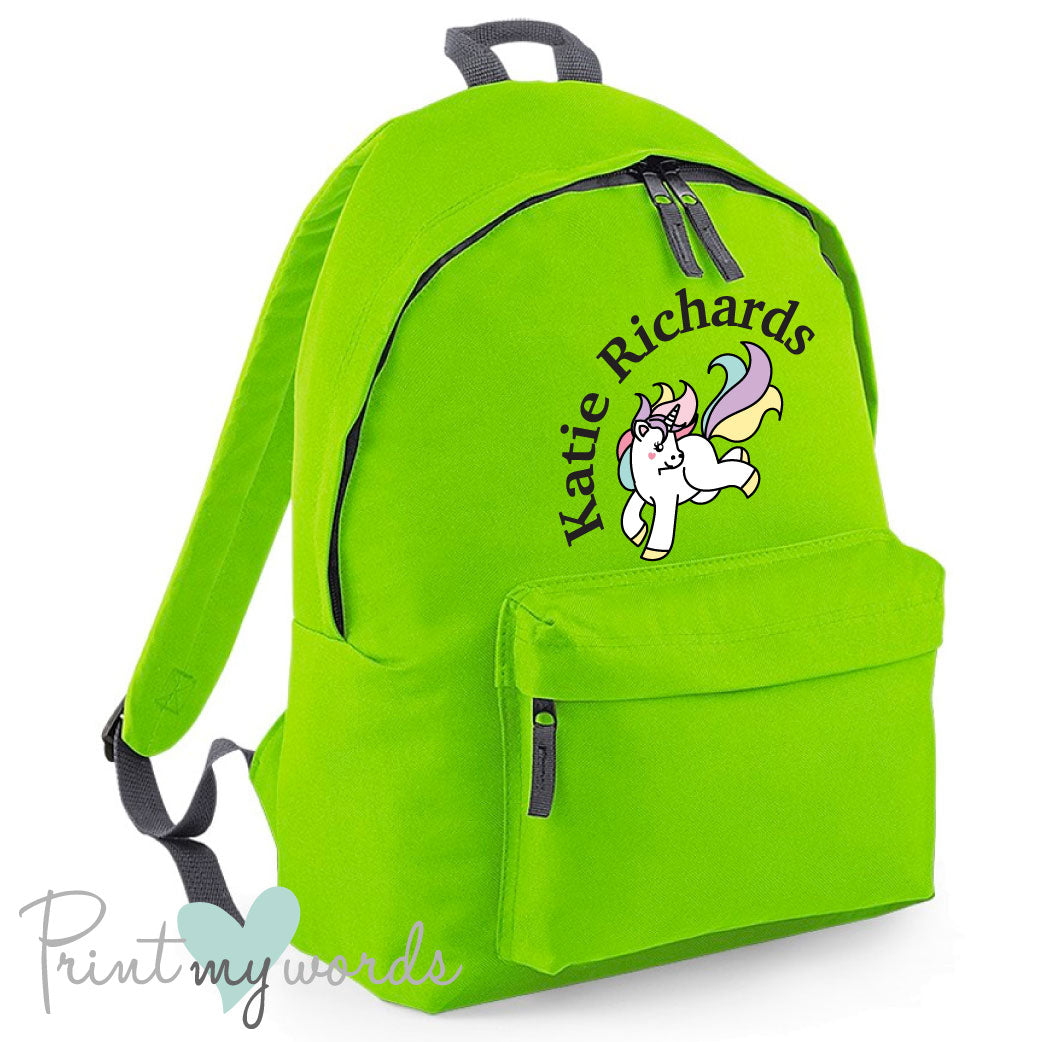 Children's Personalised Unicorn School Rucksack Backpack