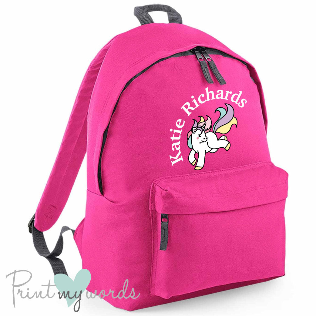 Children's Personalised Unicorn School Rucksack Backpack