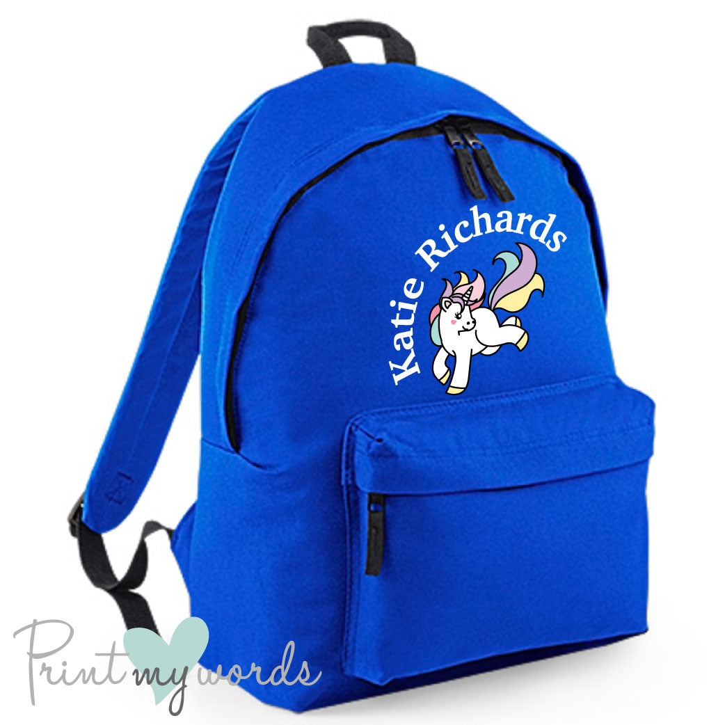 Children's Personalised Unicorn School Rucksack Backpack
