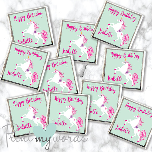 Magical Unicorn Personalised Milk Chocolate Favours x10