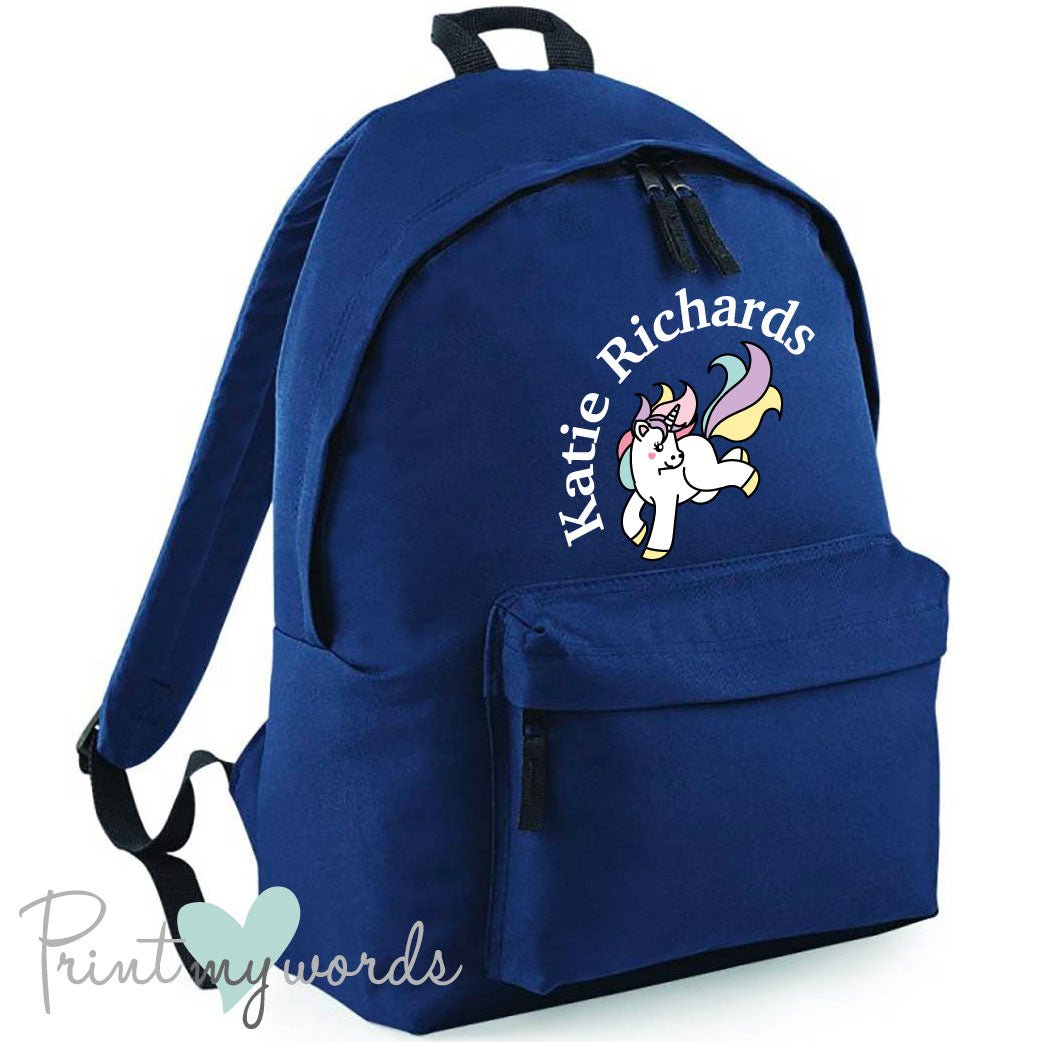 Children's Personalised Unicorn School Rucksack Backpack