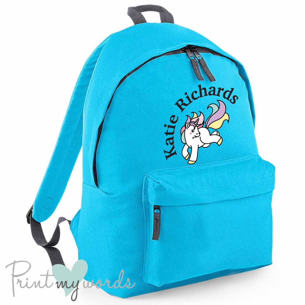 Children's Personalised Unicorn School Rucksack Backpack
