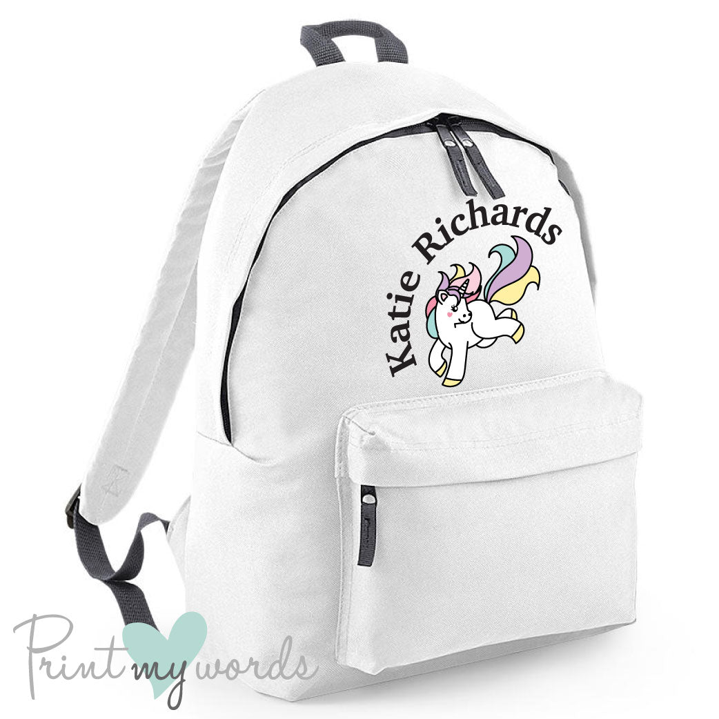 Children's Personalised Unicorn School Rucksack Backpack