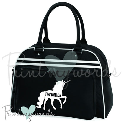 Personalised Equestrian Retro Bowling Bag - Unicorn Silhouette Design