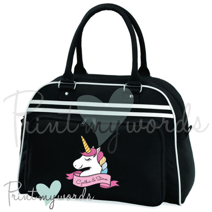Personalised Equestrian Retro Bowling Bag - Unicorn Head Design