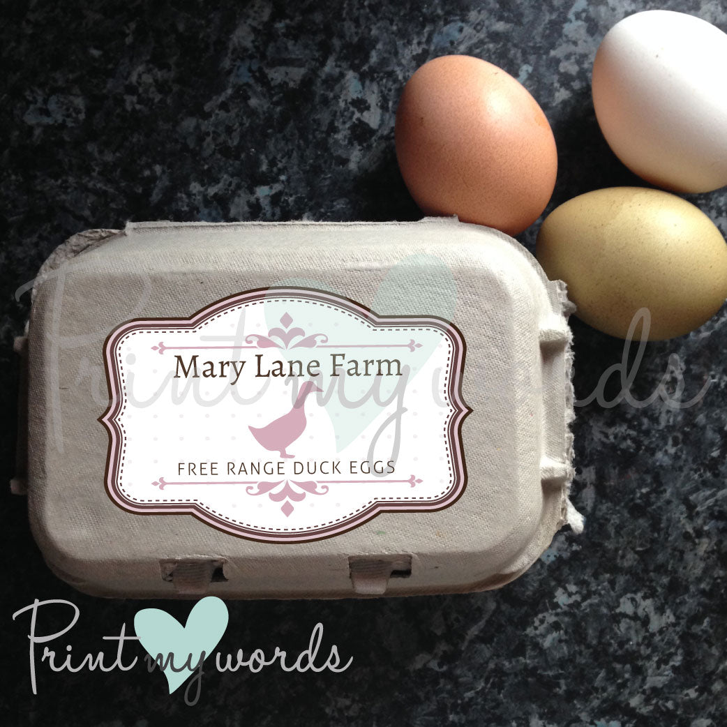 Personalised Vintage Duck Egg Box Labels x 12