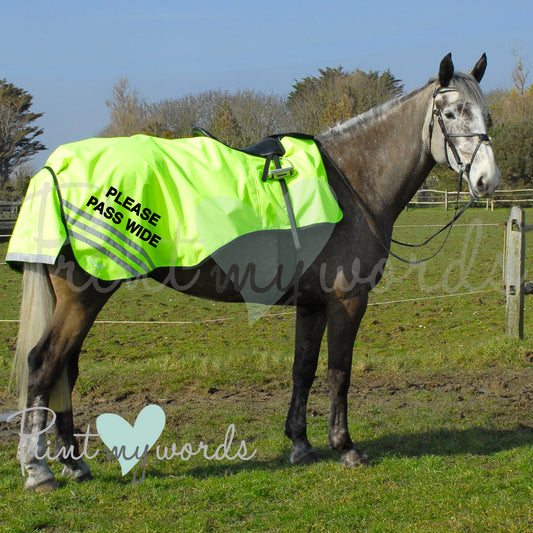 High Visibility Hi Vis Equestrian Horse Reflective 3/4 Length Cutaway Ride-On Rug - In Training