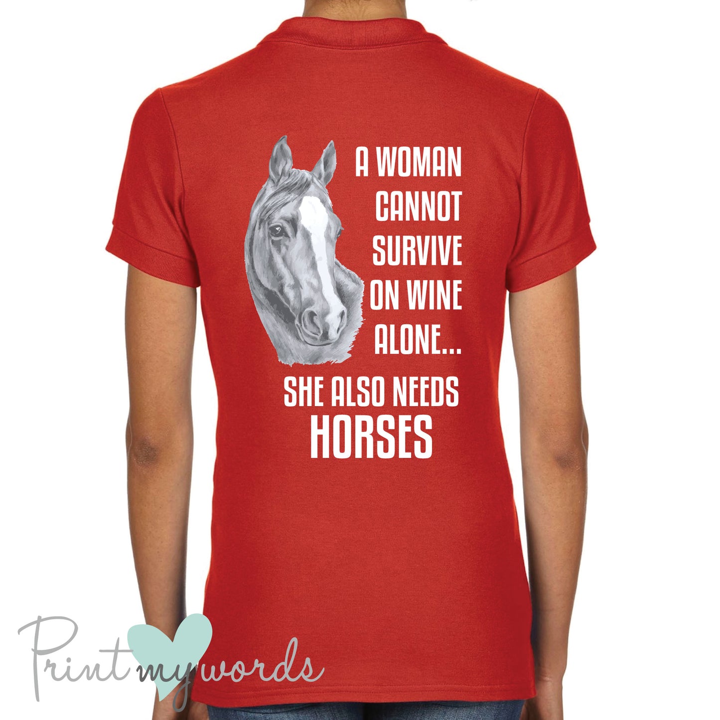 Cannot Survive On Wine Alone Funny Equestrian Polo Shirt