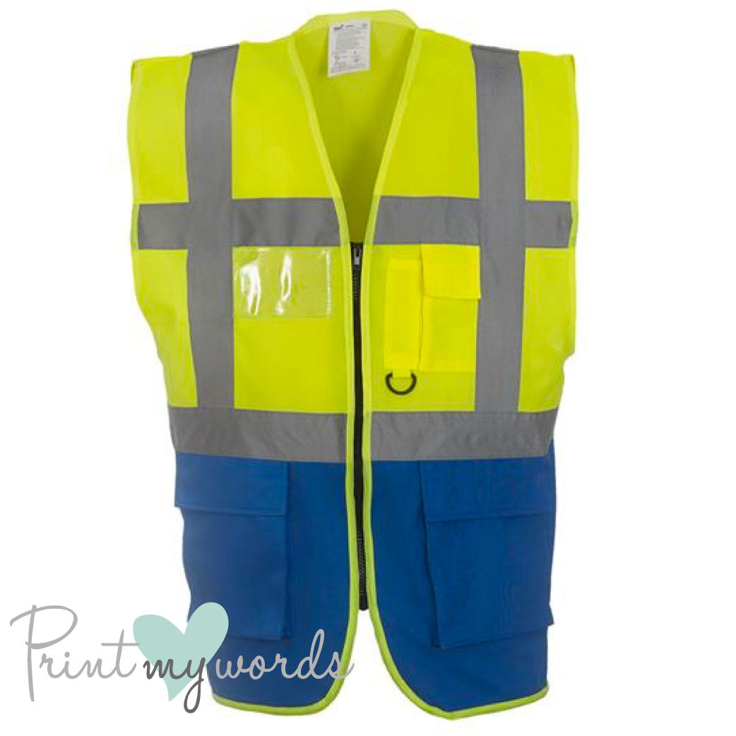 Official PW&S High Visibility Hi Vis Equestrian Reflective Zip-Up Waistcoat CAMERA, 10mph, PLEASE PASS WIDE & SLOW