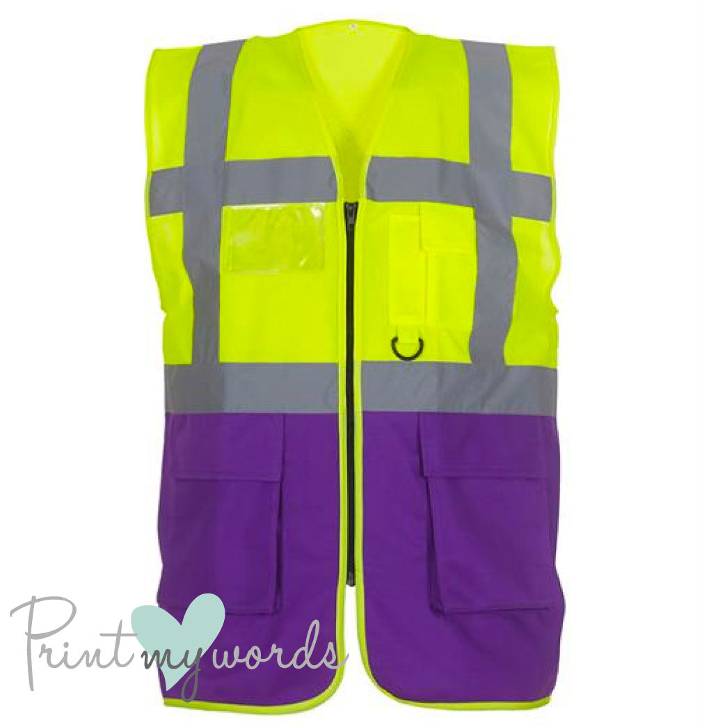 Official PW&S High Visibility Hi Vis Equestrian Reflective Zip-Up Waistcoat CAMERA, 10mph, PLEASE PASS WIDE & SLOW
